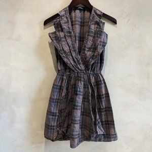 Ark & Co Grunge Muted Plaid Mini Dress with Pockets(!), Size Small